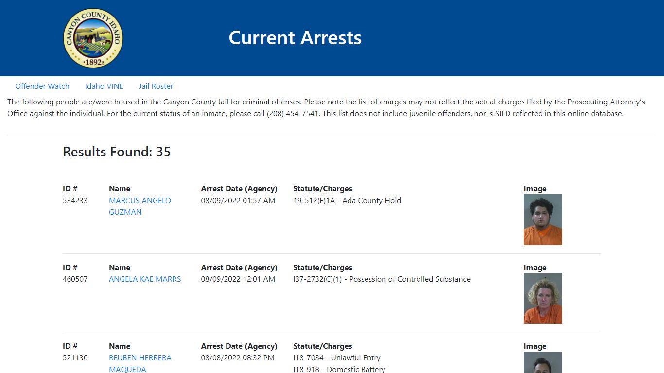 Current Arrests